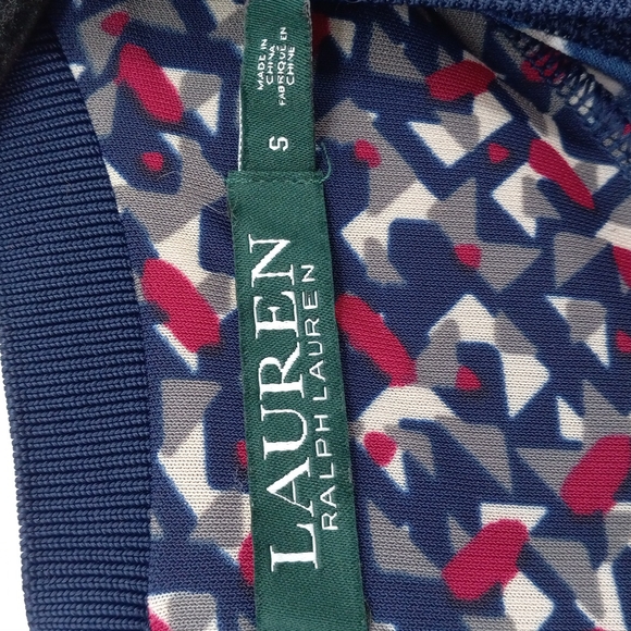 Lauren Ralph Lauren Top Shortsleeve Tee Geometric Print Crewneck Size Small - Picture 7 of 11